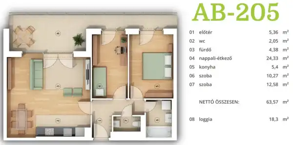 Eladó új építésű téglalakás, Budapest, XIV. kerület 3 szoba 63 m² 121.2 M Ft