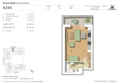 Eladó új építésű téglalakás, Budapest, XIV. kerület 1 szoba 35 m² 64.68 M Ft